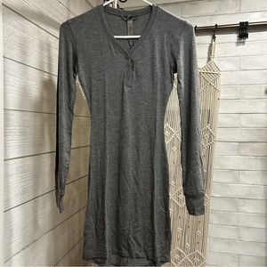 NWT SKIMS Sleep Henley Sleep Shirt Dress Heather Gray XXS